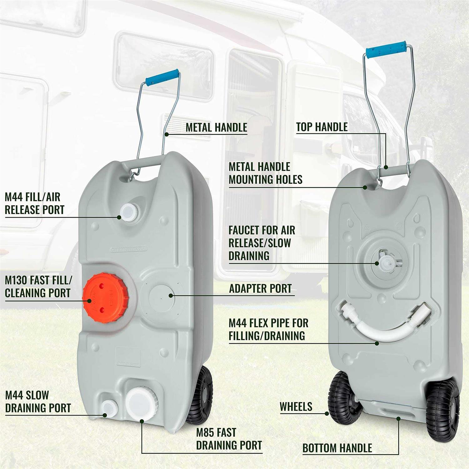 Hike Crew 6 Gallon Waste Portable RV Sewer System Holding Tank for Black Water - Inhomebuy