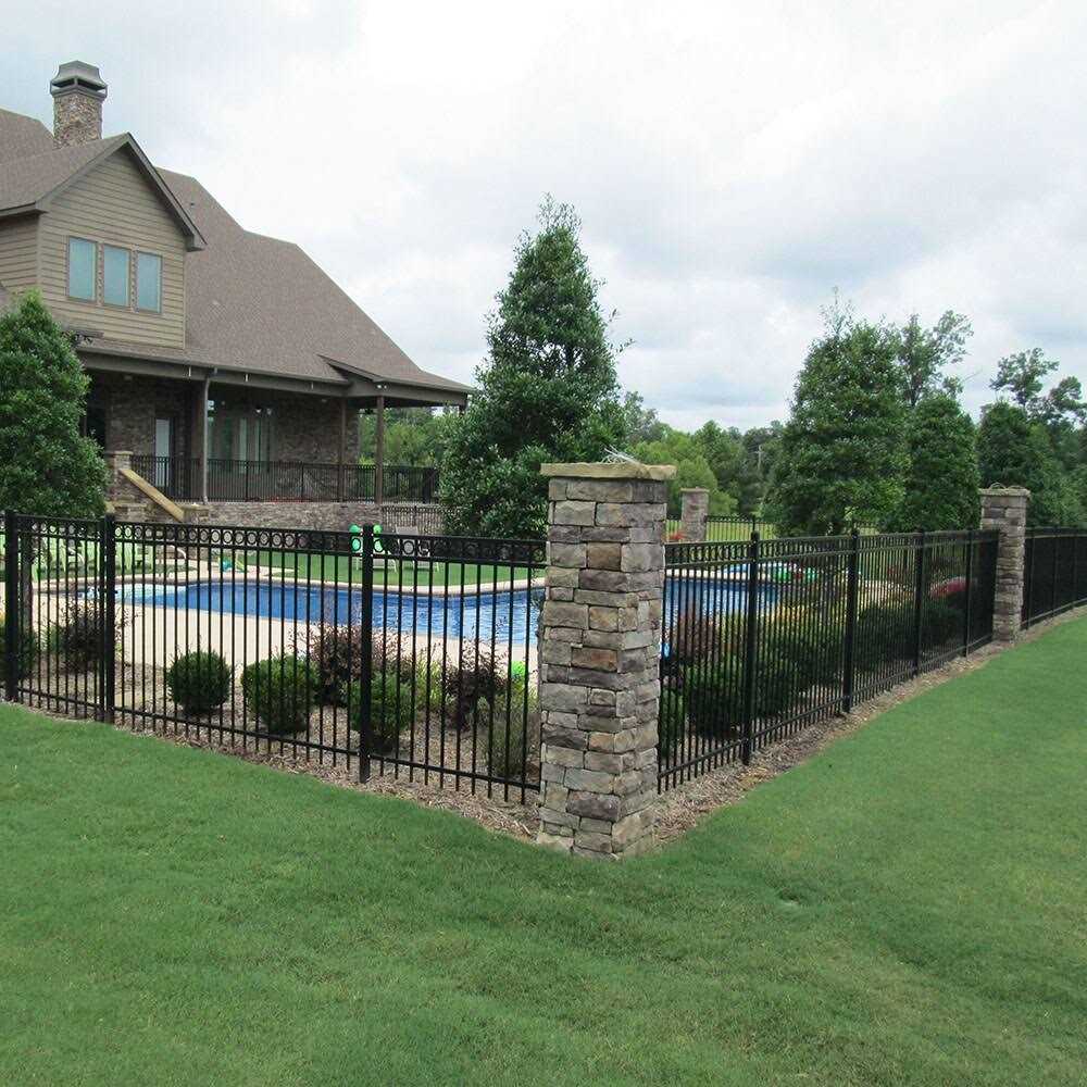 Fortress Versai H x 7.5 ft. W Gloss Black Steel Flat Top Design Fence Panel - Inhomebuy