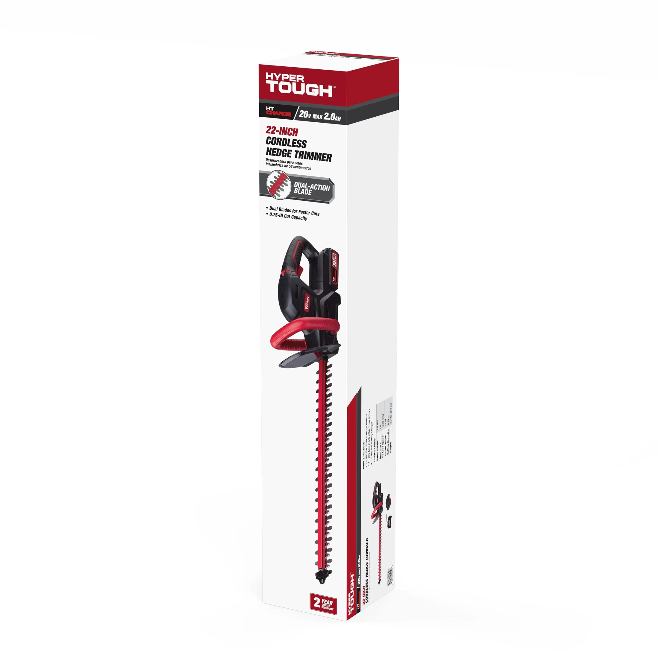 Hyper Tough 20V Max 22-inch Cordless Battery Powered Hedge Trimmer, HT21-401-003-07 - Inhomebuy