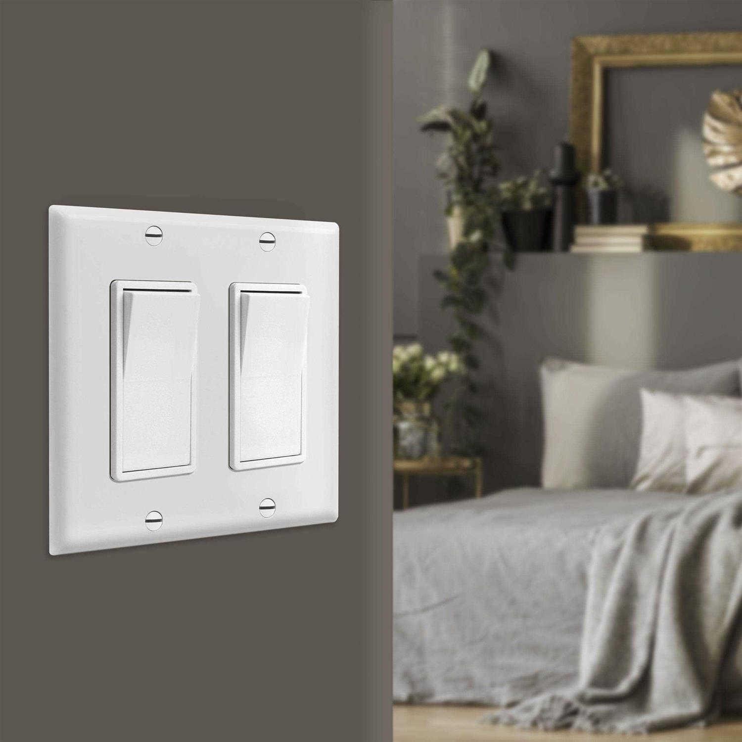 Enerlites 2-Gang Decorator Outlet/Blank Combination Wall Plate 880131-W - Inhomebuy