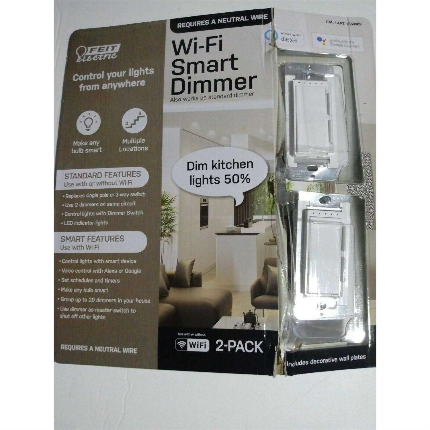 Feit Electric 15-Amp Indoor Alexa / Google Assistant Compatible Plug-in Smart Wi-Fi Single Outlet Wall Plug - Inhomebuy