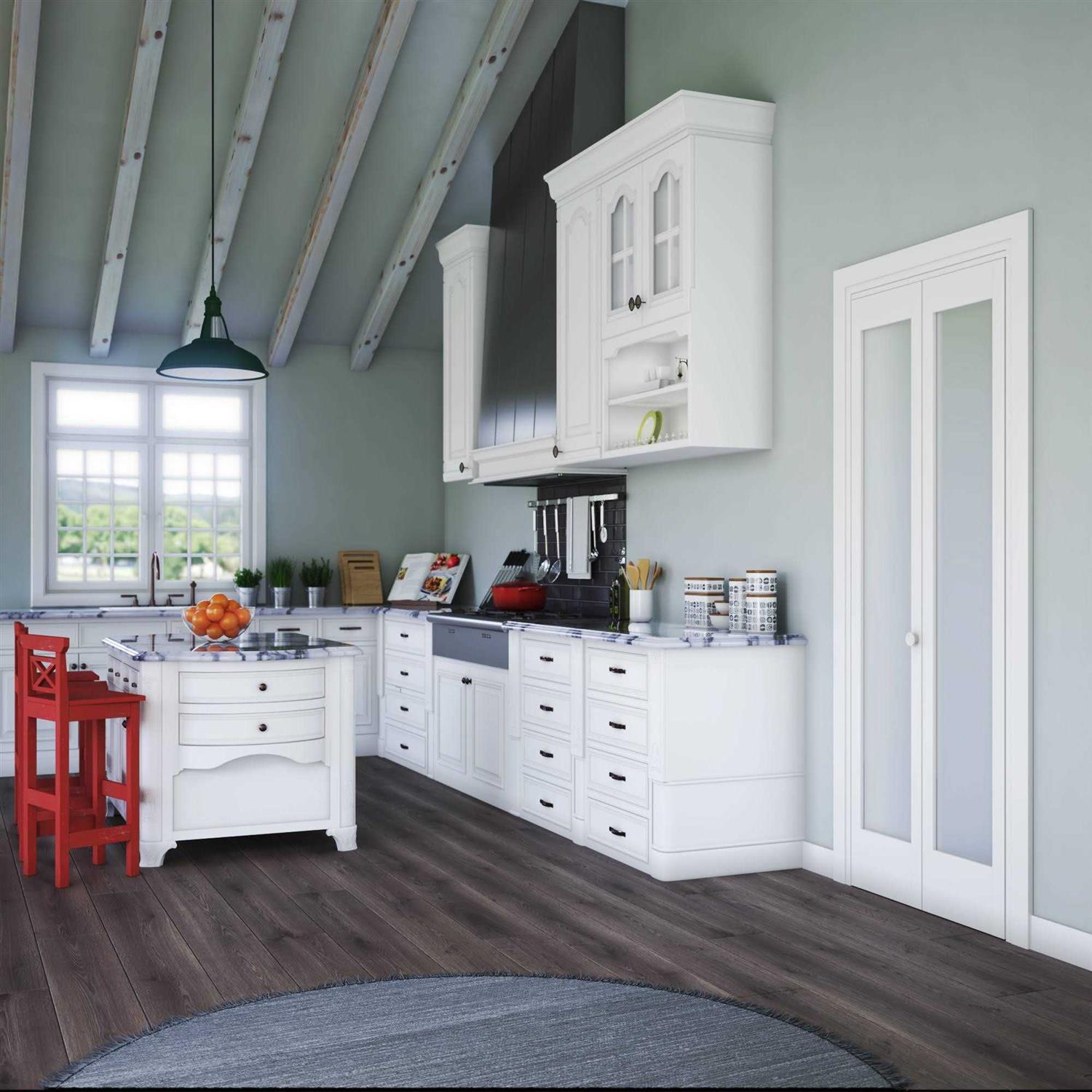 EightDoors 80 inch x Flat Louver White Prefinished Pine Wood Bifold Door with Hardware Included - Inhomebuy