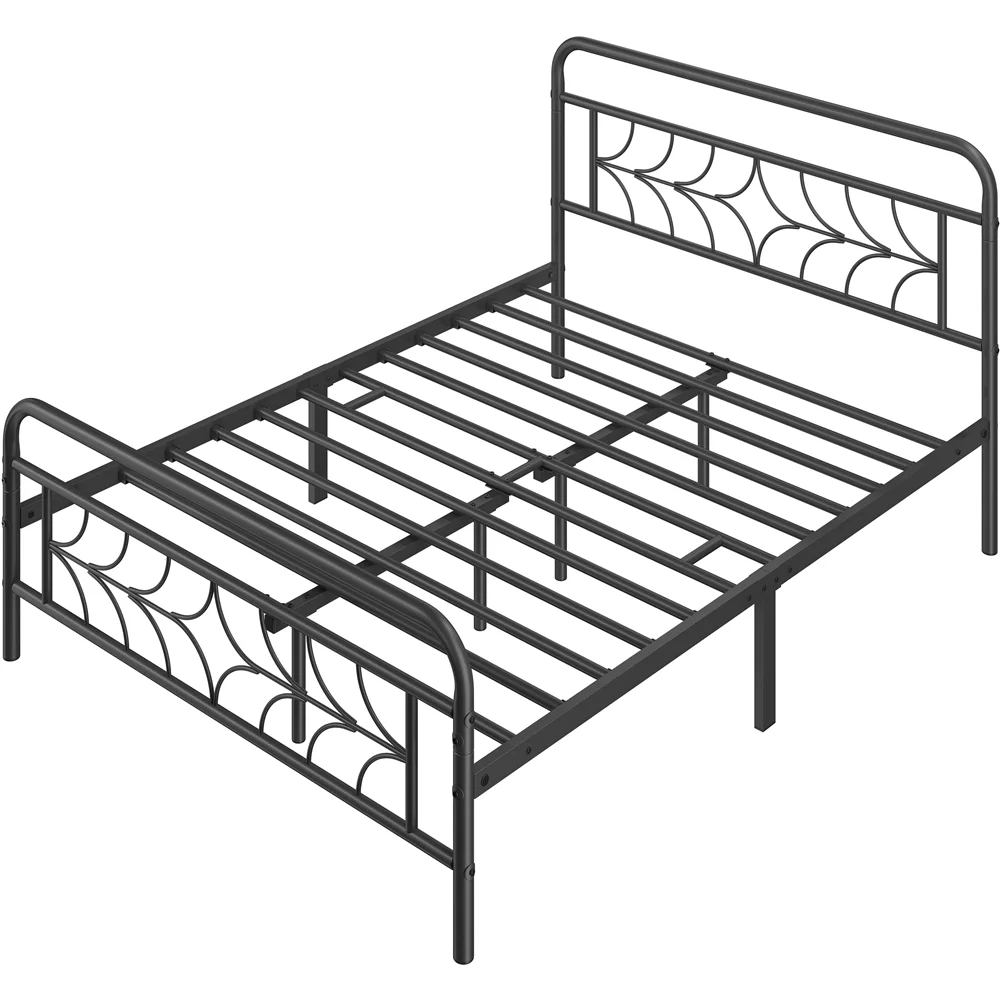 Topeakmart Modern Full Size Metal Bed with Headboard and Footboard, Black - Inhomebuy