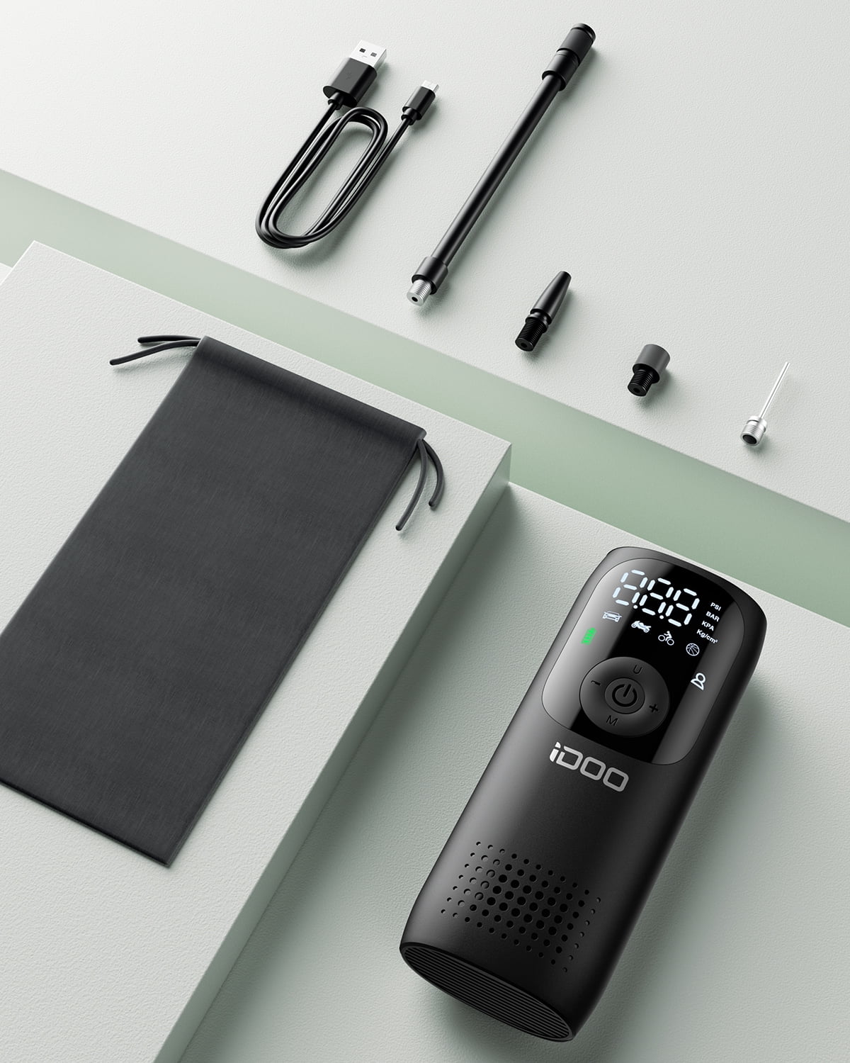 iDOO 150PSI Cordless Tire Inflator 4000mAh Portable Air Compressor Fits Car/Bicycle/Motorcycle Tires Balls - Inhomebuy