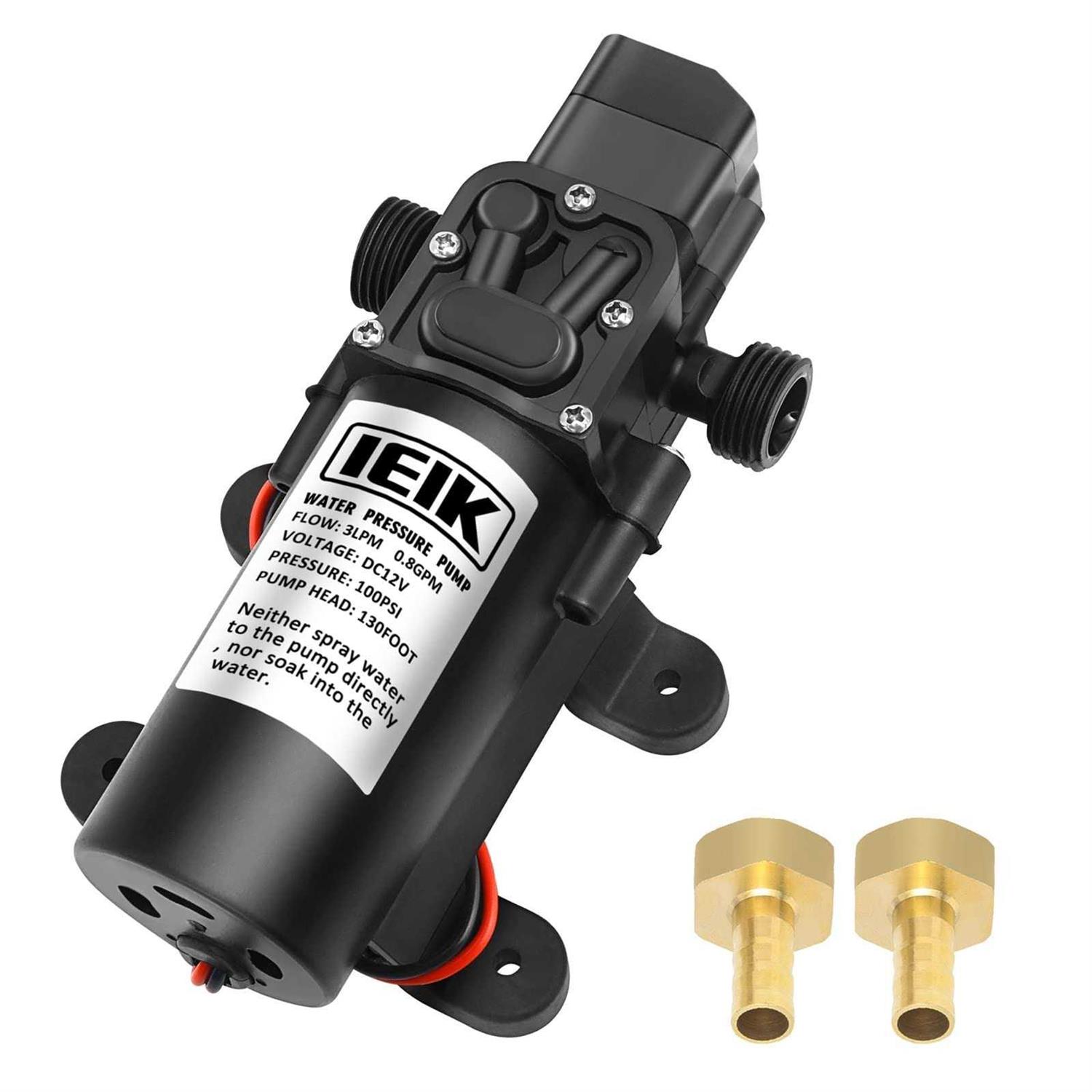 IEIK 12 Volt Diaphragm Pump 3LPM 0.8 GPM 100PSI Self Priming Sprayer Pump 12V DC Fresh Water Pump Water Pressure RV Camper Marine Boat - Inhomebuy