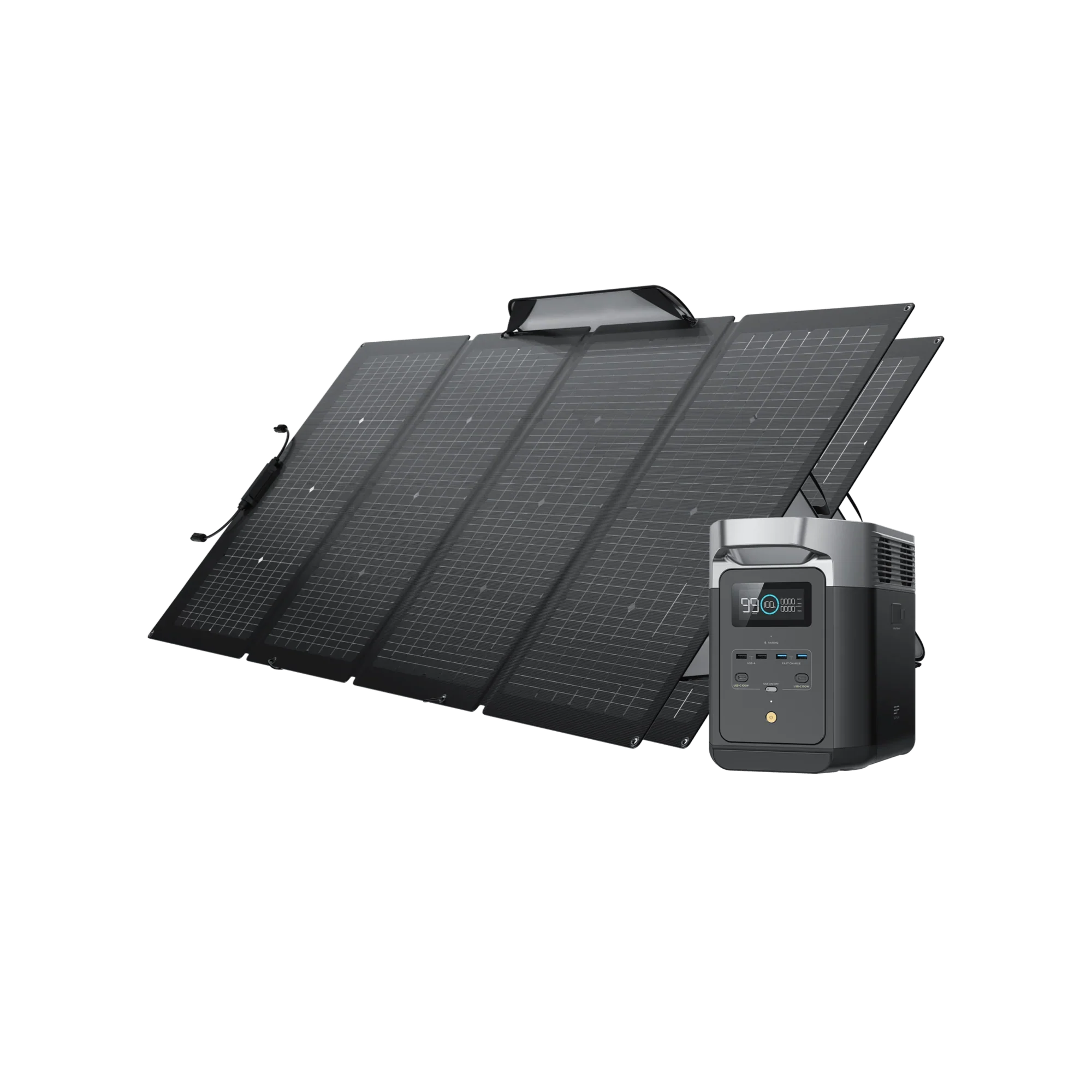 EcoFlow Package - DELTA 2 Portable Power Station (1024Wh) and 2 x Bifacial Portable Solar Panel (220W) - Inhomebuy