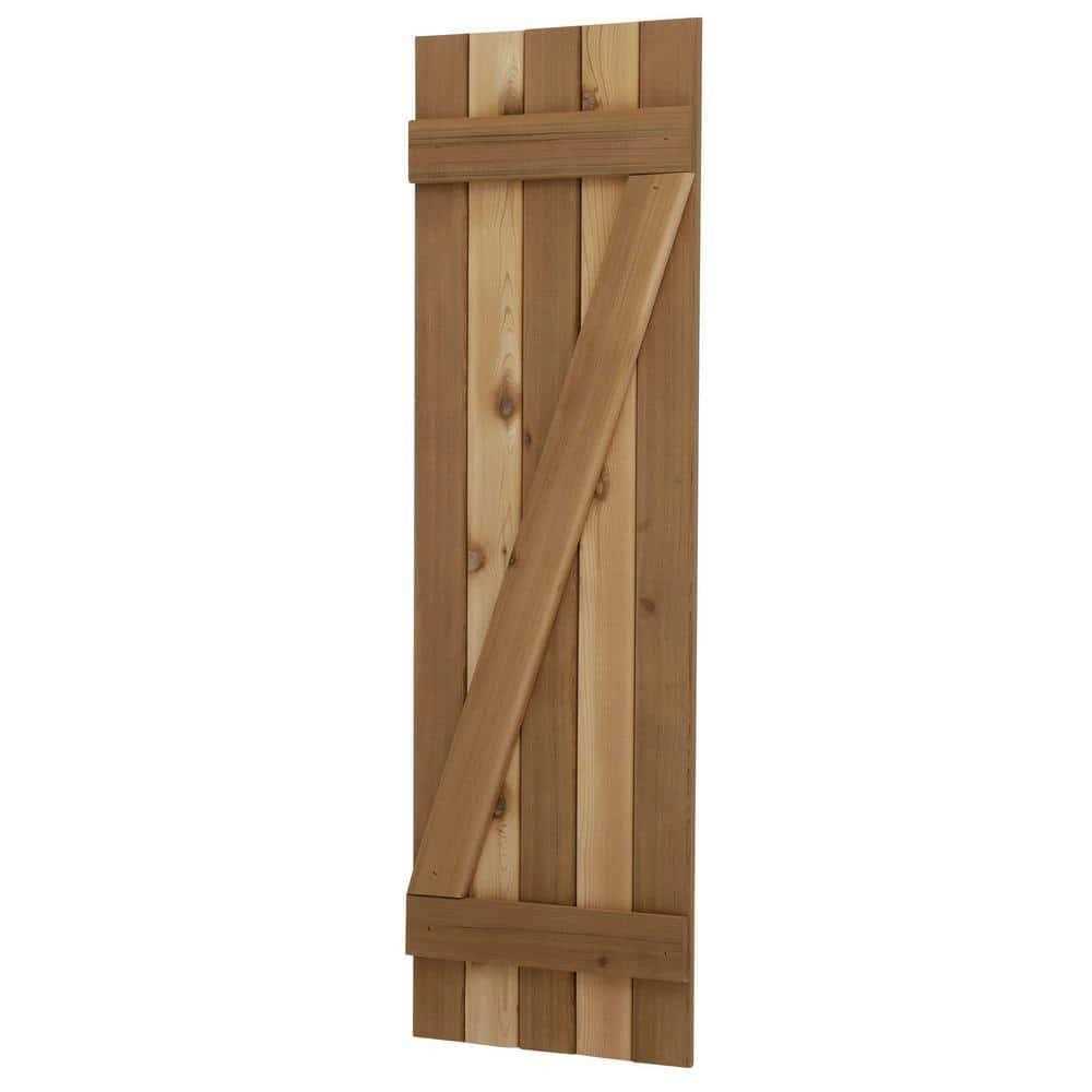 Design Craft Millworks 12 in. x Board-N-Batten Baton Z Shutters Pair Natural - Inhomebuy