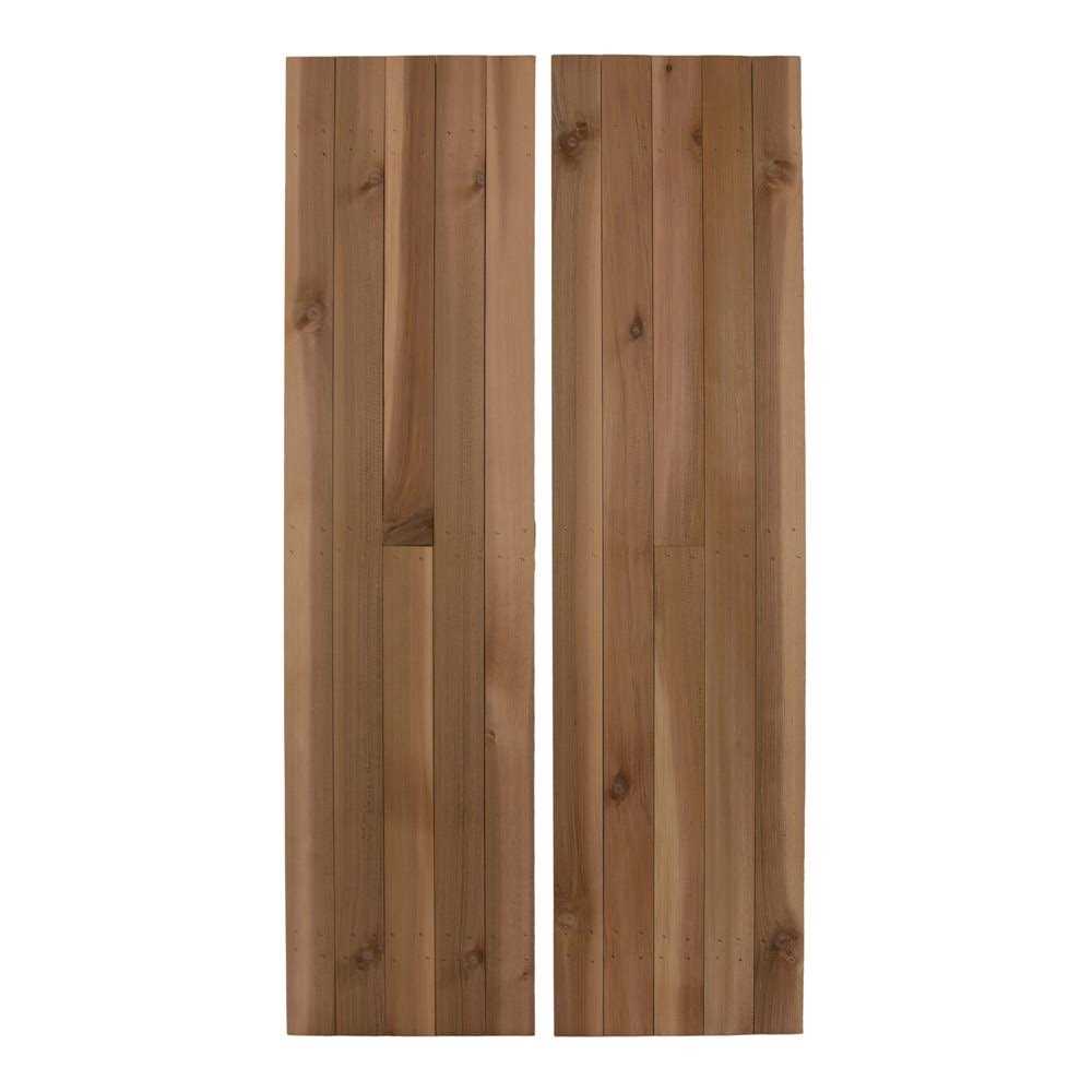 Design Craft Millworks 12 in. x Board-N-Batten Baton Z Shutters Pair Natural - Inhomebuy