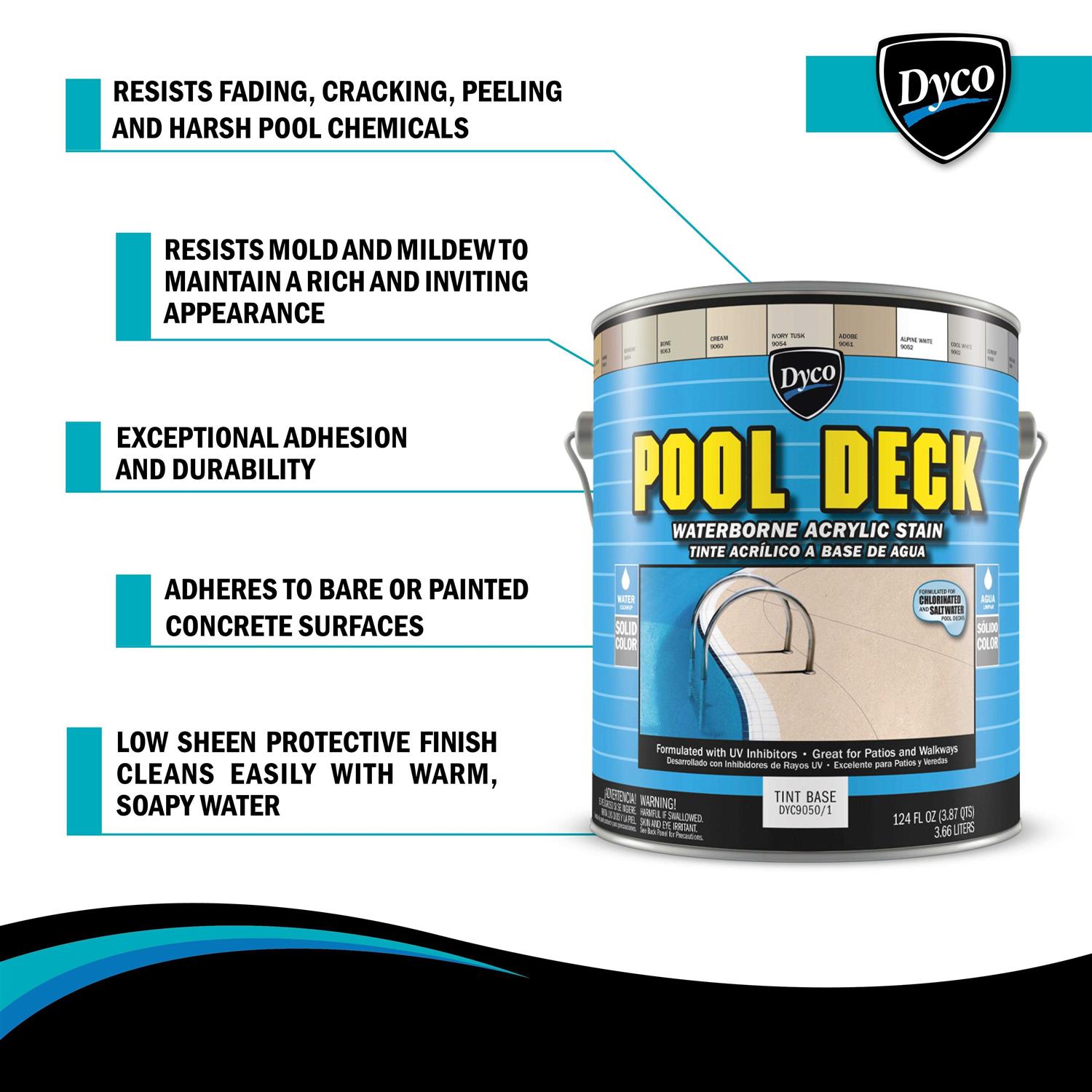 Dyco Paints Pool Deck Low Sheen Waterborne Acrylic Stain - Inhomebuy