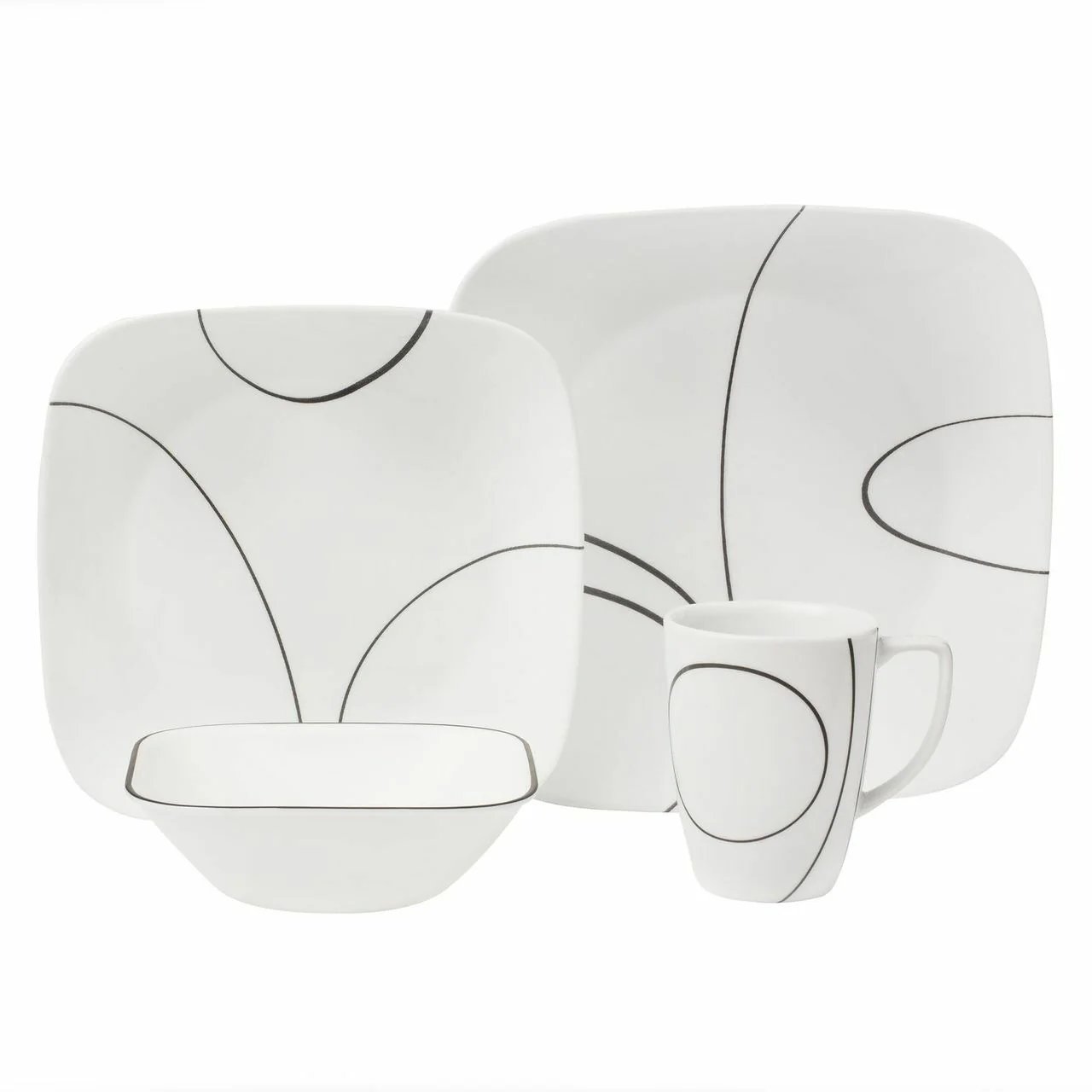 Corelle Square |1069983| Simple Lines 16-Pc Dinnerware Set - Inhomebuy