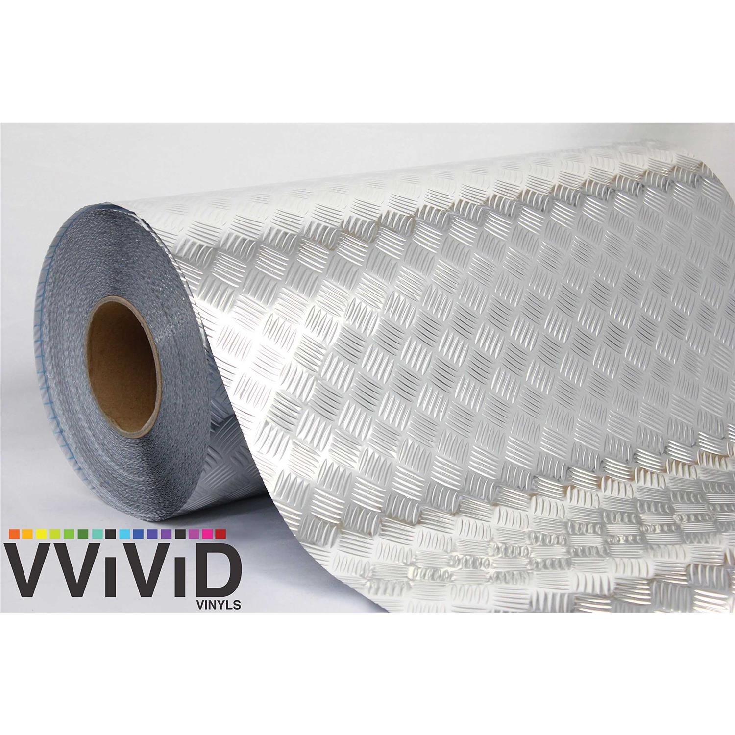 Vvivid Industrial Utility Diamond Plate Metallic Chrome Finish Vinyl Wrap Sheet Roll Adhesive Roll - Inhomebuy