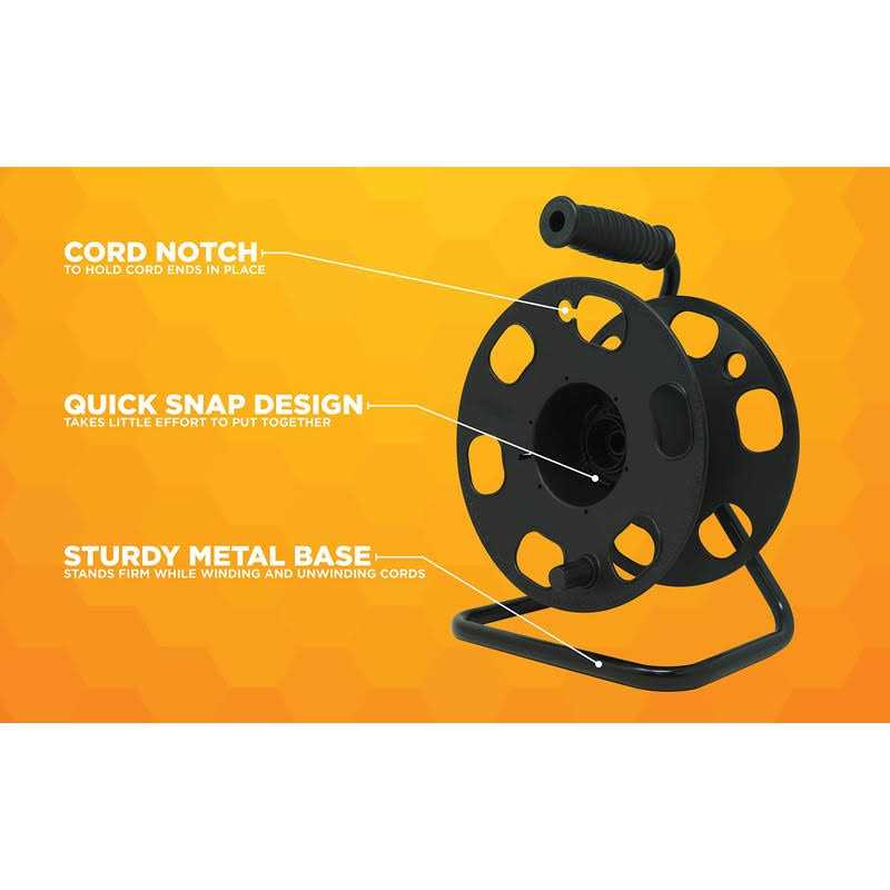Woods 22849 Metal Extension Cord Reel Stand In Black - Inhomebuy