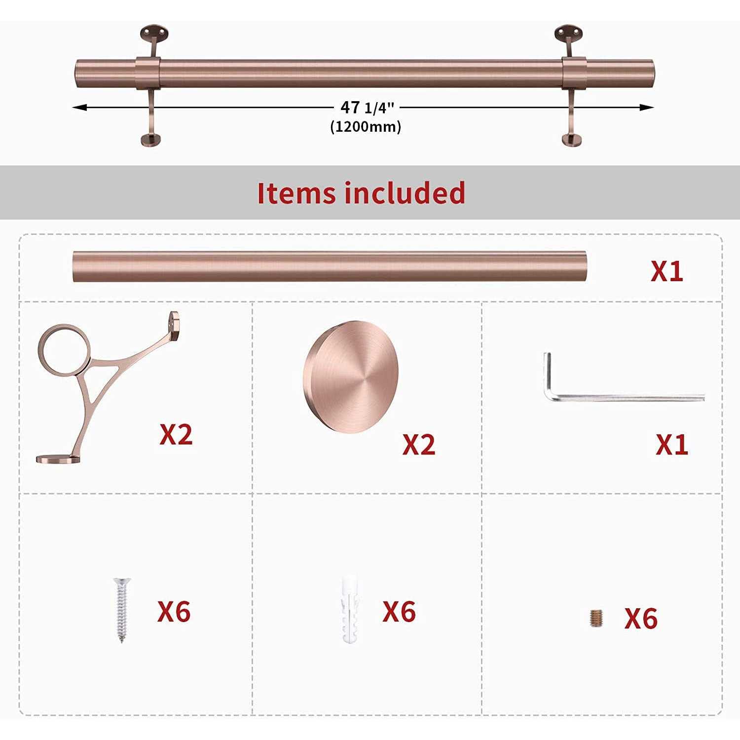 Muzata Bar Foot Rail Kit Undercounter Mount Hardware and Tubing Complete Kit 2” OD - Inhomebuy