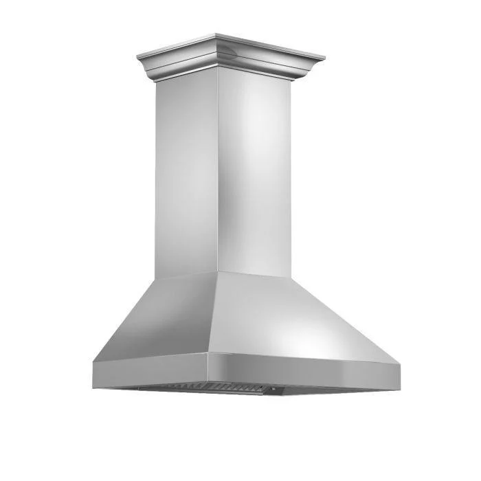 ZLINE 48 in. Professional Convertible Vent Wall Mount Range Hood in Stainless Steel with Crown Molding, 597CRN-48 - Inhomebuy