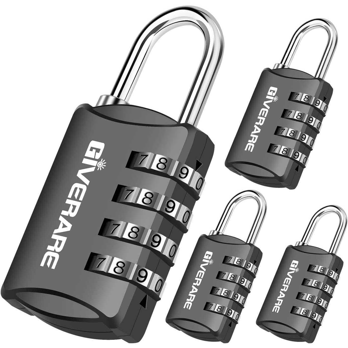 GIVERARE Combination Lock 4-Digit Padlock Keyless - Inhomebuy