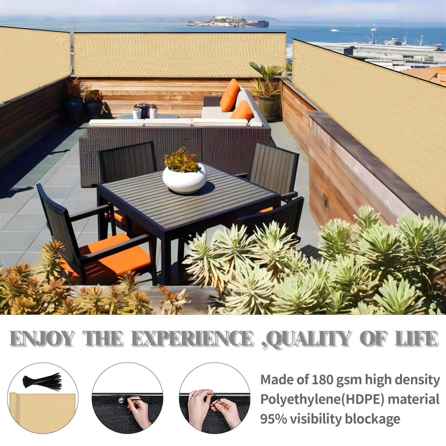 SUNNY GUARD Balcony Privacy Screen Fence Apartments Railing Cover Heavy Duty Windscreen for Outdoor,Backyard,Patio,Deck - Inhomebuy