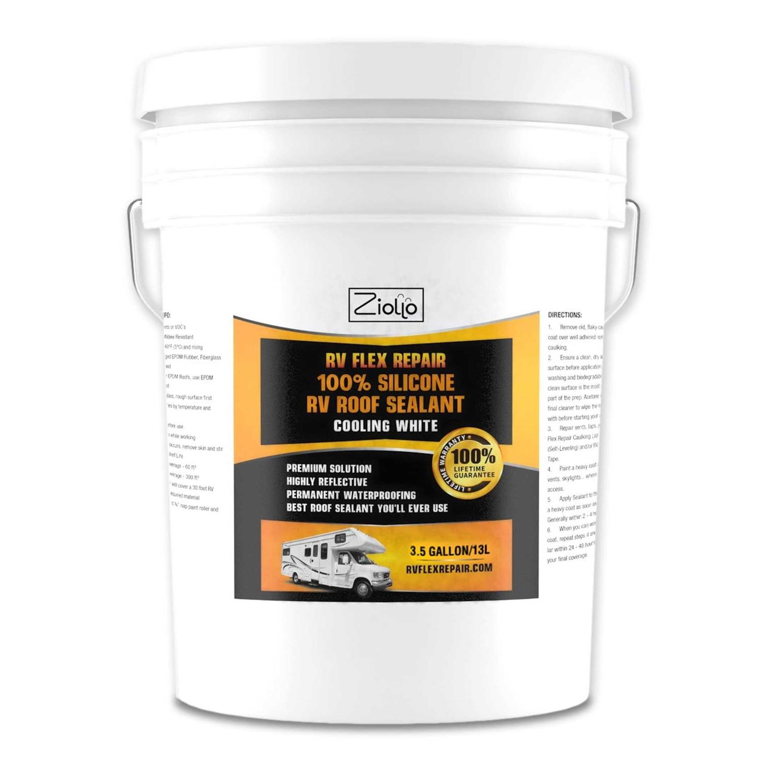 Ziollo Rv Flex Repair 100% Silicone Rv Roof Sealant Epdm Rubber Coating To Waterproof Metal And Fiberglass On Motorhomes - Inhomebuy