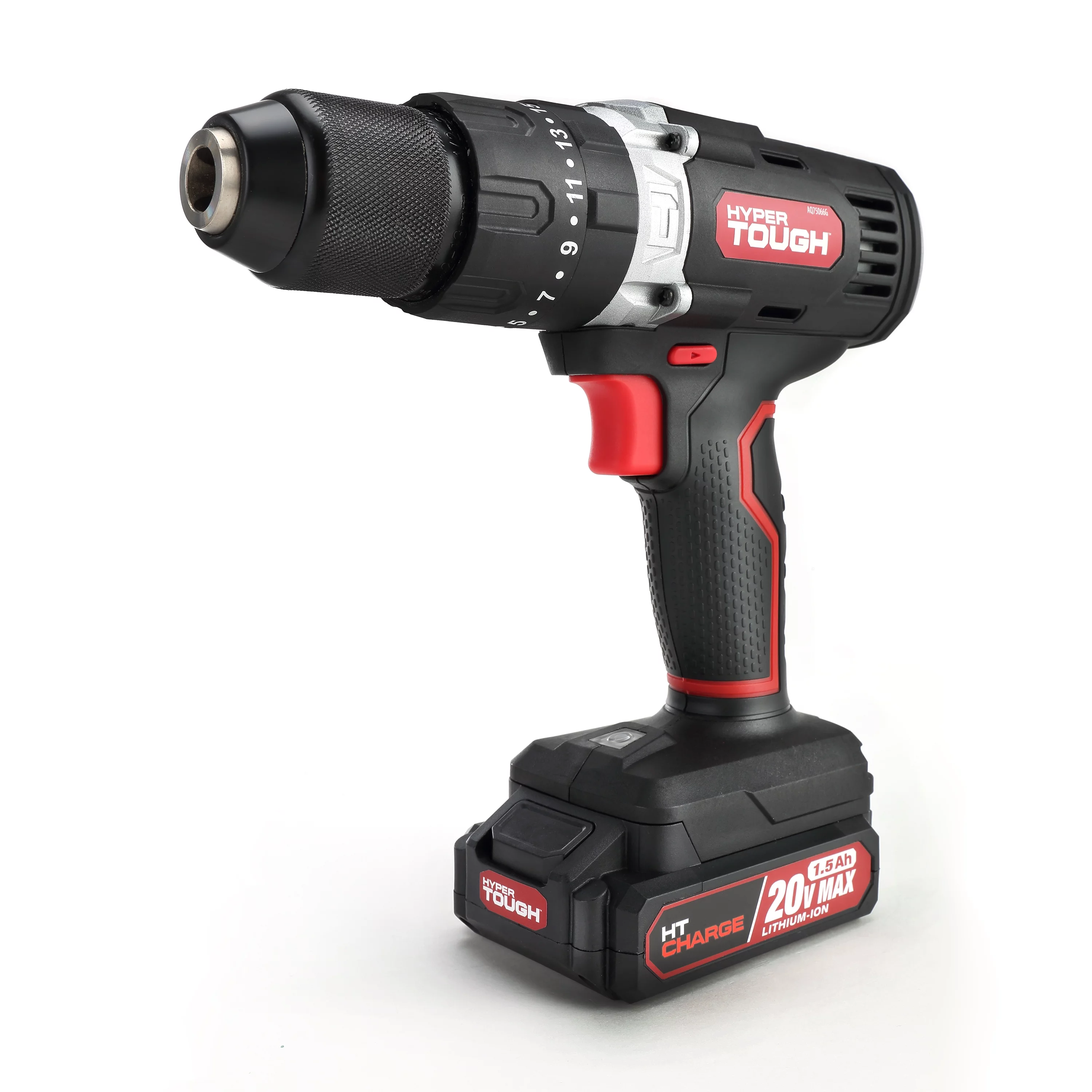 Hyper Tough 20V Max Lithium-Ion Cordless Hammer Drill, 1/2 inch Chuck, 2 Speeds with 1.5Ah Lithium-ion Battery & Charger, Bit Holder & LED Light - Inhomebuy