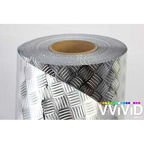 Vvivid Industrial Utility Diamond Plate Metallic Chrome Finish Vinyl Wrap Sheet Roll Adhesive Roll - Inhomebuy