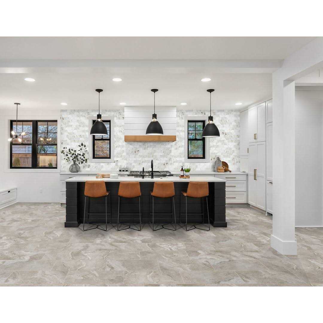 Daltile Xpress Mosaix Peel ‘N Stick White Beveled 14 in. x 12 in. Marble Brick Joint Mosaic Tile - Inhomebuy