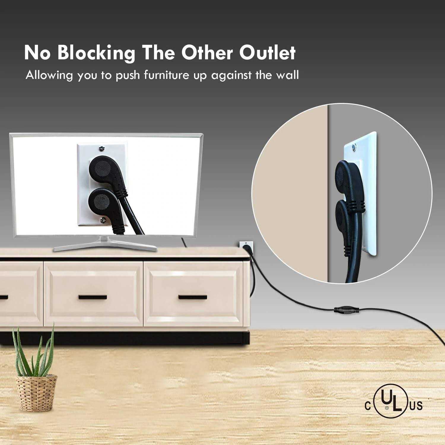 firmerst 1875W Flat Plug Extension Cord Black 2 feet - Inhomebuy