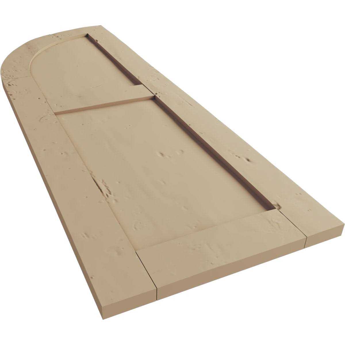 Ekena Millwork 12W x Timberthane Two Equal Flat Panel w/Quarter Round Arch Top Faux Wood Shutters - Inhomebuy