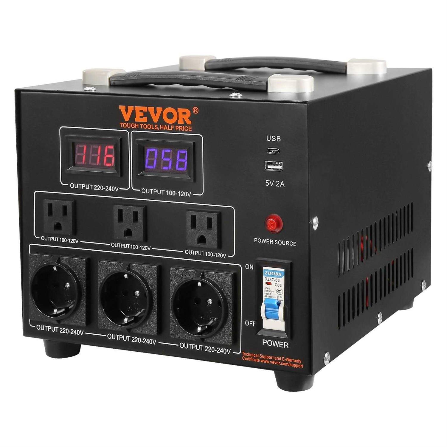 VEVOR Voltage Converter Transformer 3000W Heavy Duty Step Up/Down Transformer Convert from 110 Volt to 220 Volt and from 220 Volt to 110 Volt - Inhomebuy