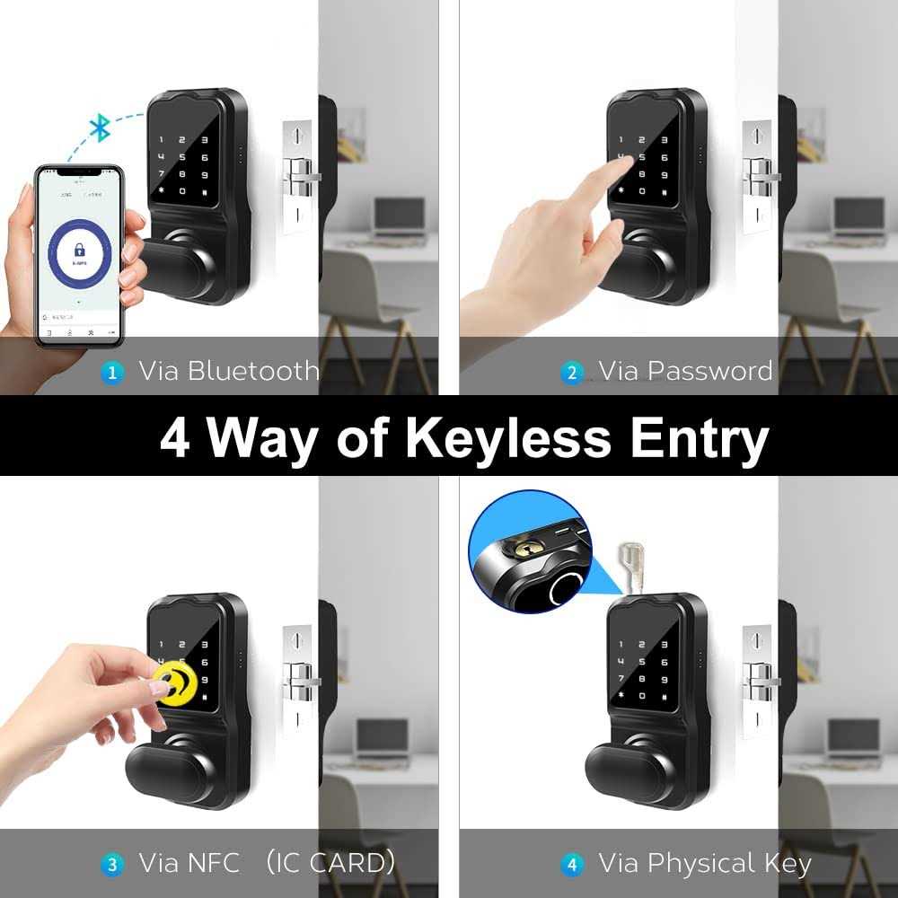 Keyless Entry Door Lock Electronic Keypad Deadbolt with Handle Auto Lock Front Door Handle Sets Easy to Install - Inhomebuy