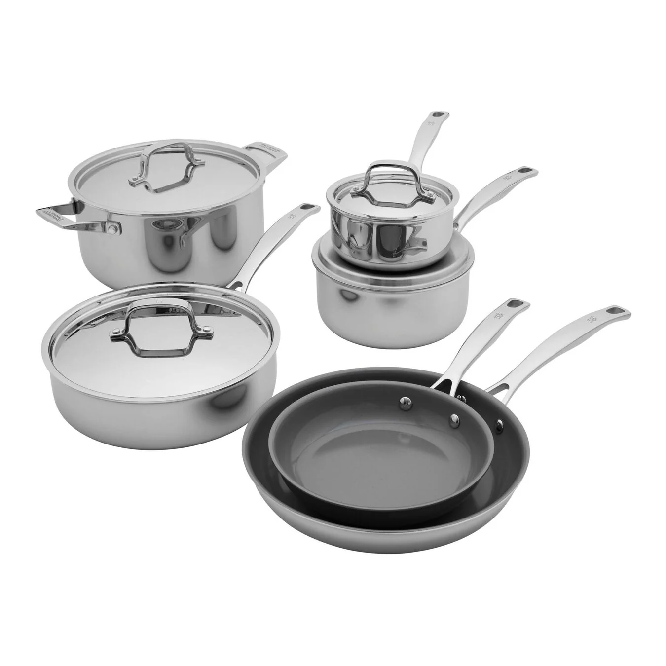 Henckels 10pc Stainless Steel Ceramic Nonstick Cookware Set, Clad Alliance Series - Inhomebuy