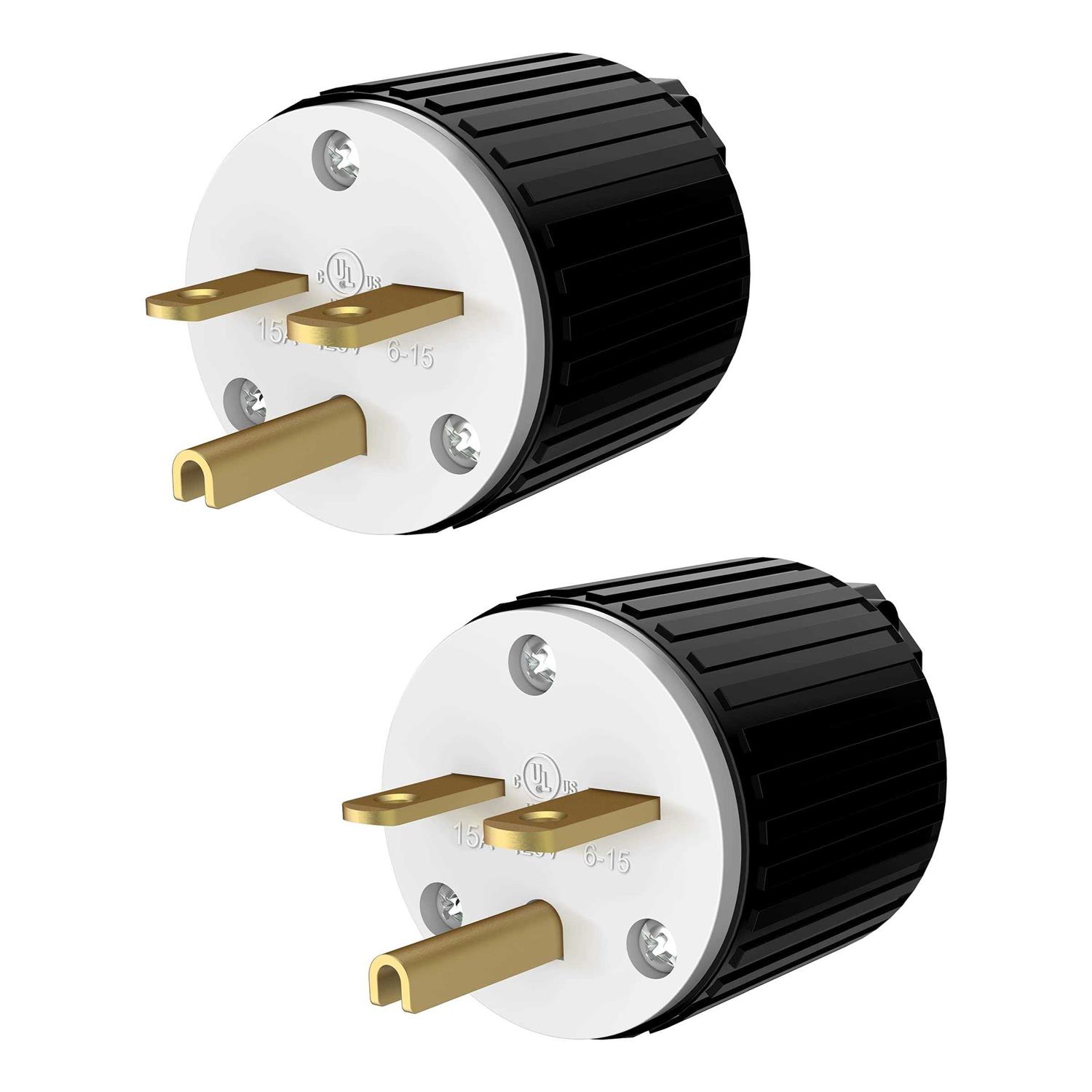 Enerlites Nema 6-15p Straight Blade Replacement Plug Connector Male Extension Cord Ends 66220-BK - Inhomebuy