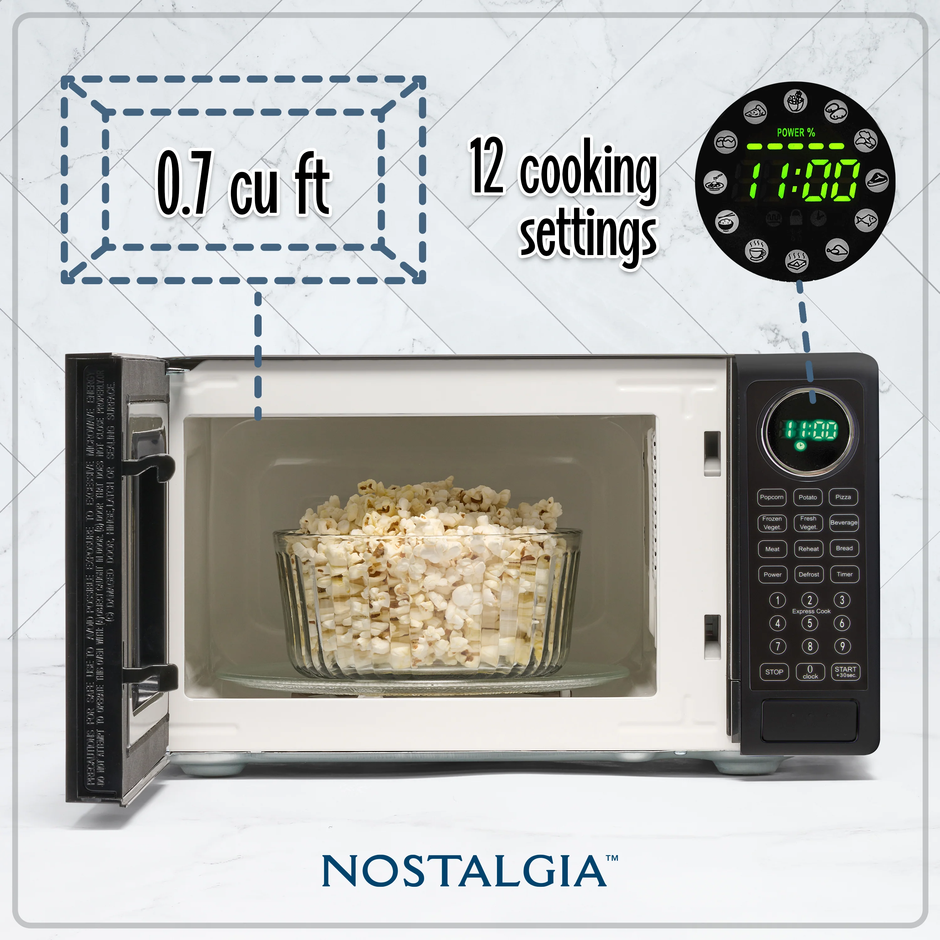 Retro 0.7 Cu Ft Retro Microwave, Black + Accessory Bundle - Inhomebuy