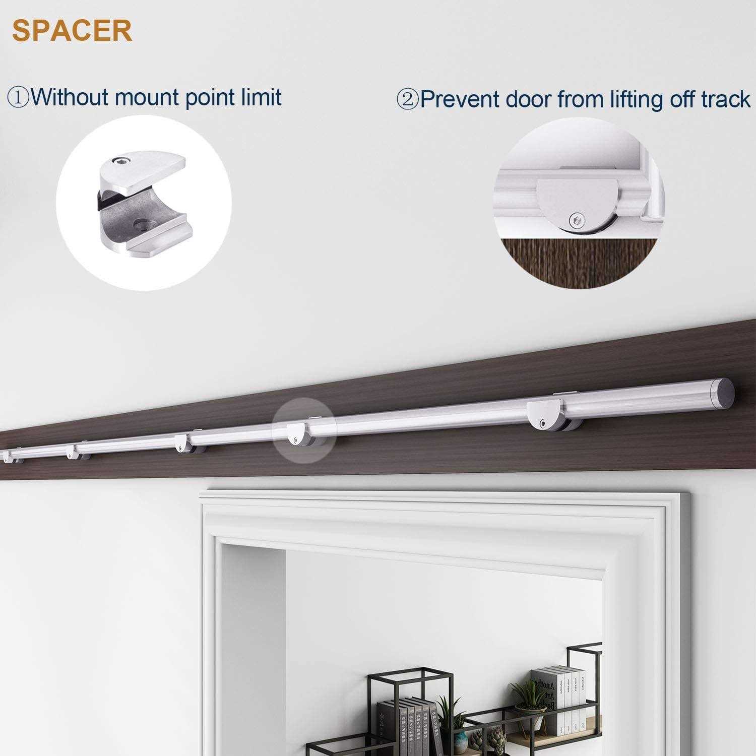 EaseLife 6.6 FT Brushed Nickel Sliding Barn Door Hardware Track Kit,Basic J Pulley,Heavy Duty,Slide Smoothly Quietly,Easy Install - Inhomebuy