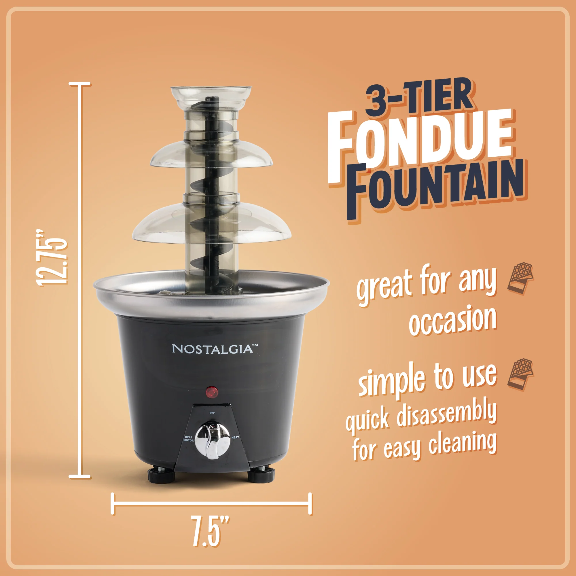 3-Tier 1.5-Pound Chocolate Fondue Fountain - Inhomebuy