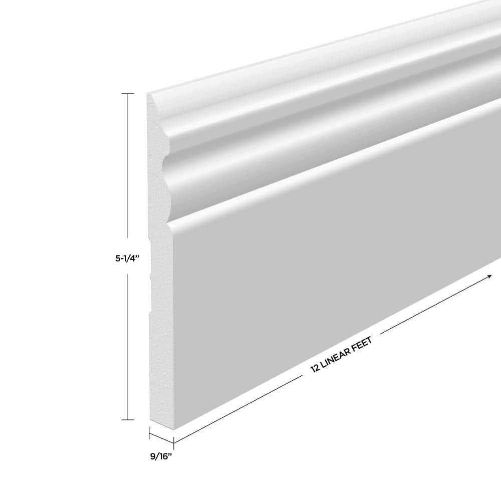 MTRIM Baseboard Prepainted 9/16 in. Height x 5.25 in. Width x Length - Inhomebuy