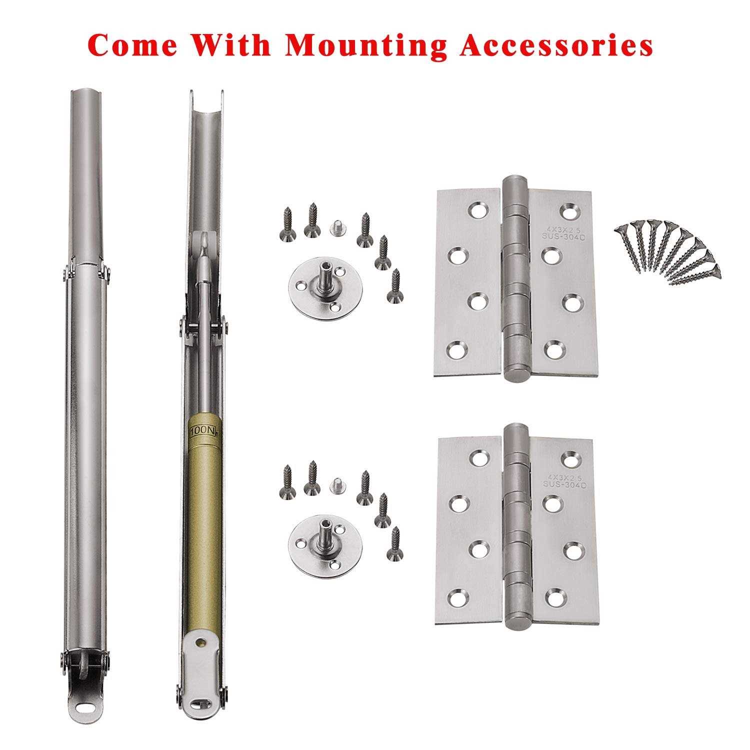 yumore Gas Struts 200n/30lb Heavy Duty Support Hinges Automatic Slow Lowering Safety Pneumatic for Cabinets Wooden Box Toy Chest - Inhomebuy