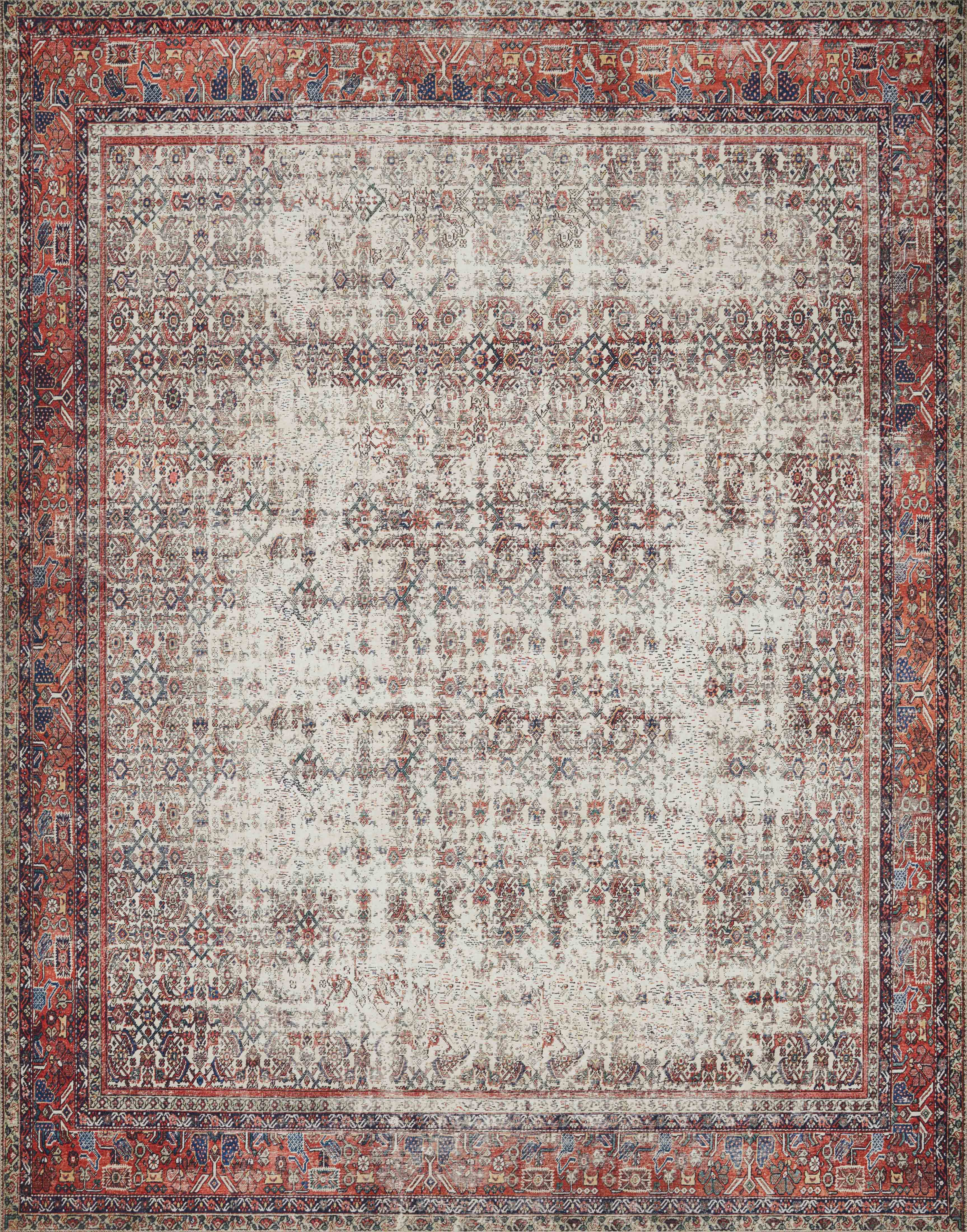 Loloi II Layla Collection Rug in Ivory, Brick - 2'3