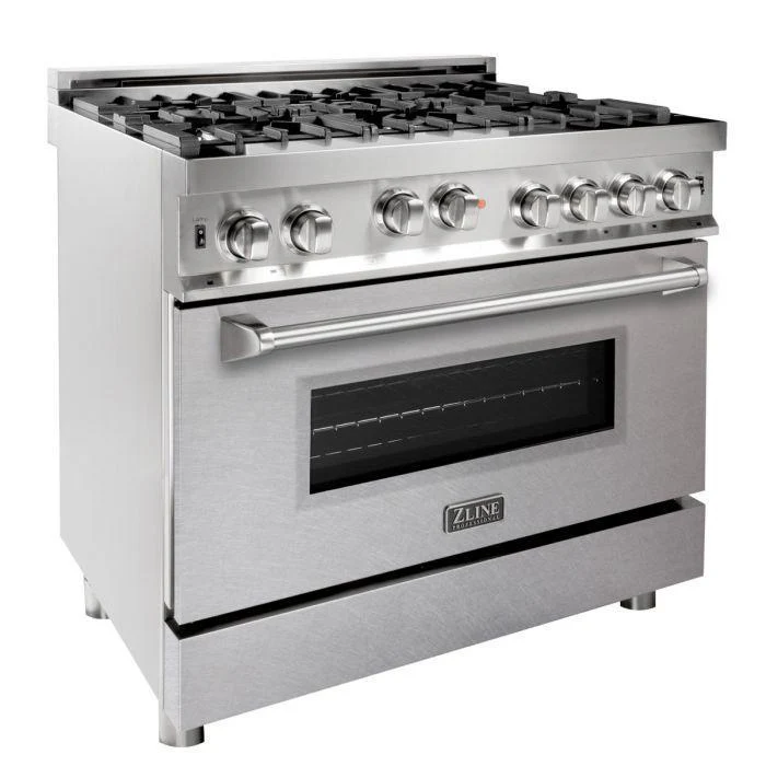 ZLINE 36 in. Professional 6 Gas on Gas Range in Stainless Steel with DuraSnow® Finish Door, RG-SN-36 - Inhomebuy