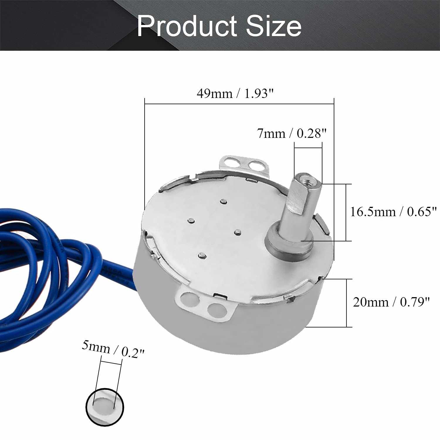 Fielect Synchronous Motor AC 110V 5-6RPM Turntable Motor CW/CCW Direction 4W TYC-50 D Shaft - Inhomebuy