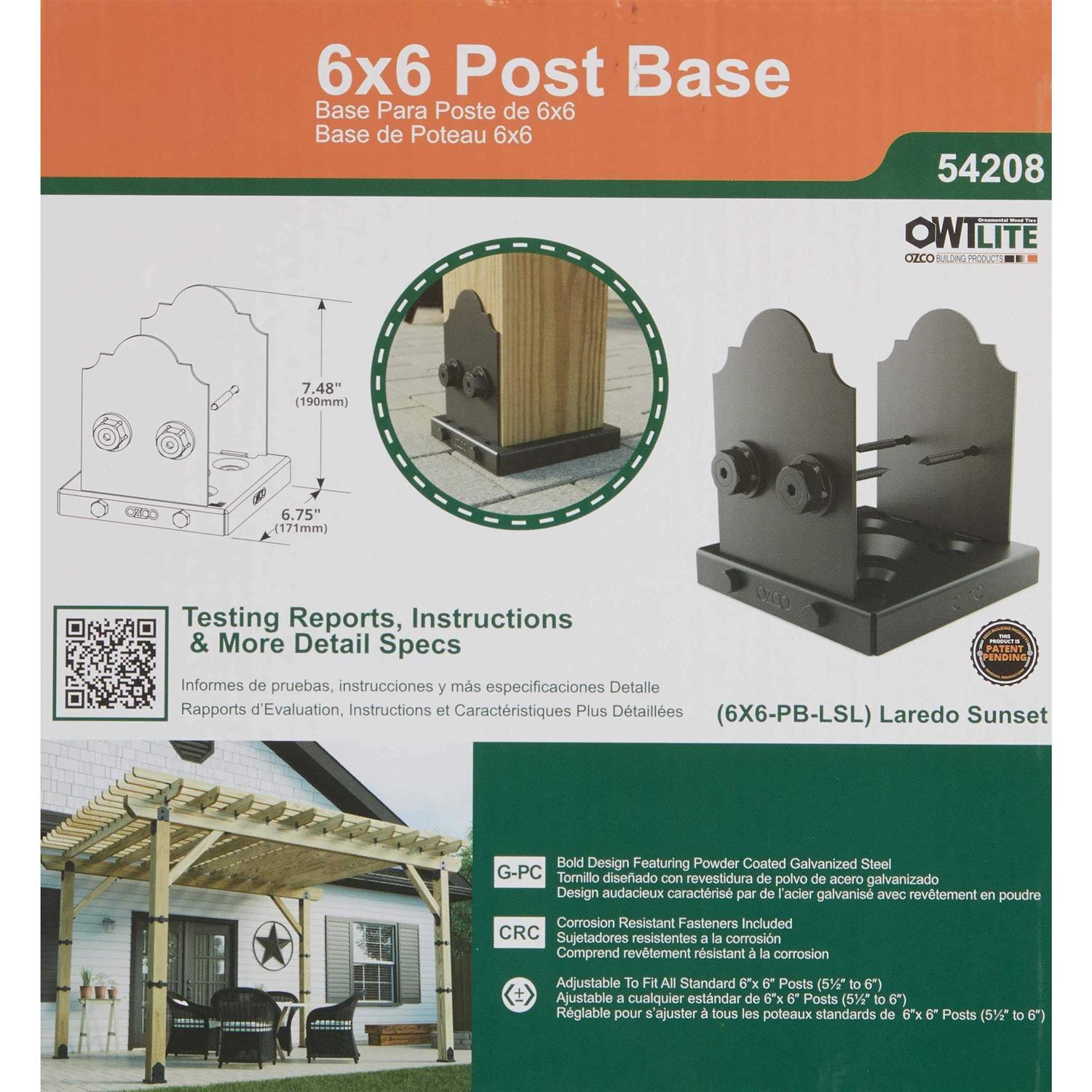 OZCO 54207 Laredo Sunset Lite 4×4 Post Base - Inhomebuy