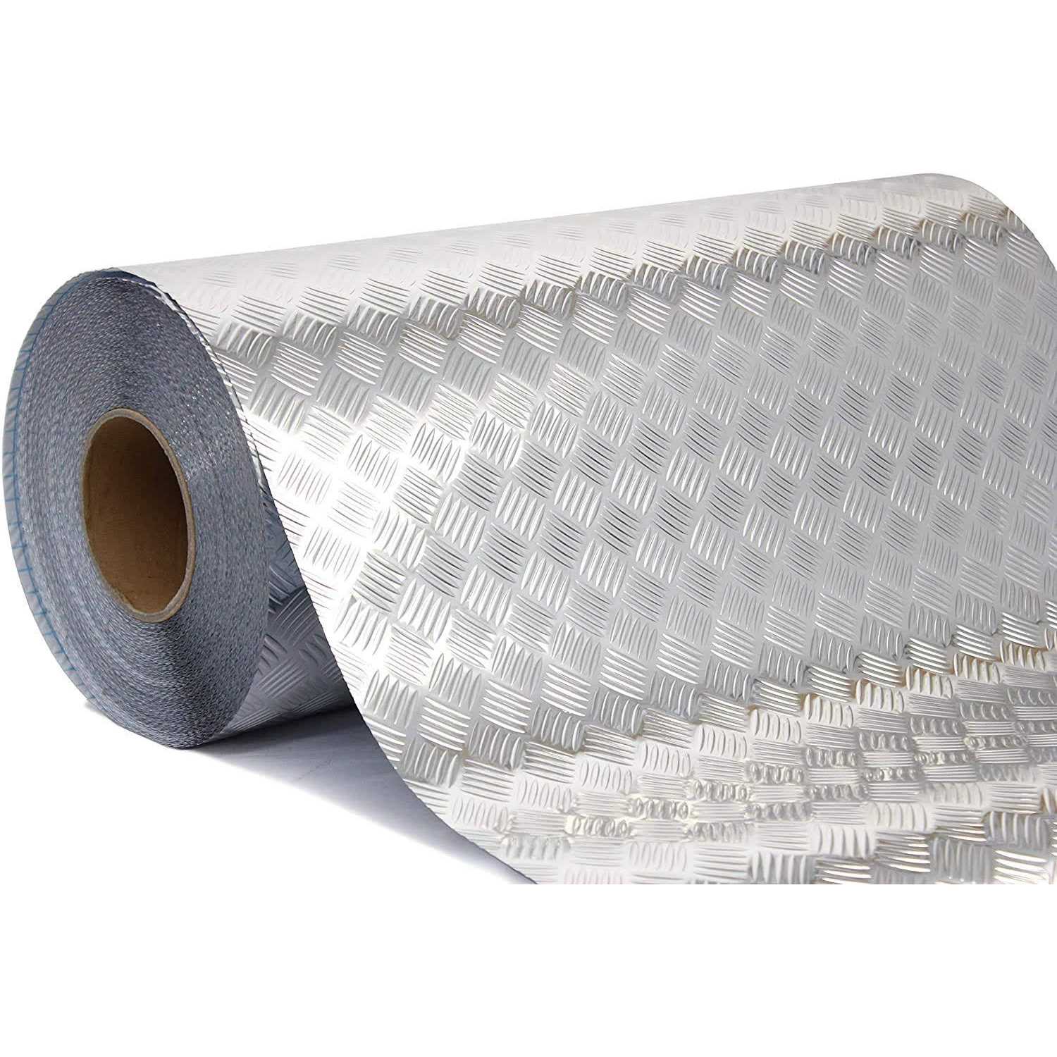 Vvivid Industrial Utility Diamond Plate Metallic Chrome Finish Vinyl Wrap Sheet Roll Adhesive Roll - Inhomebuy