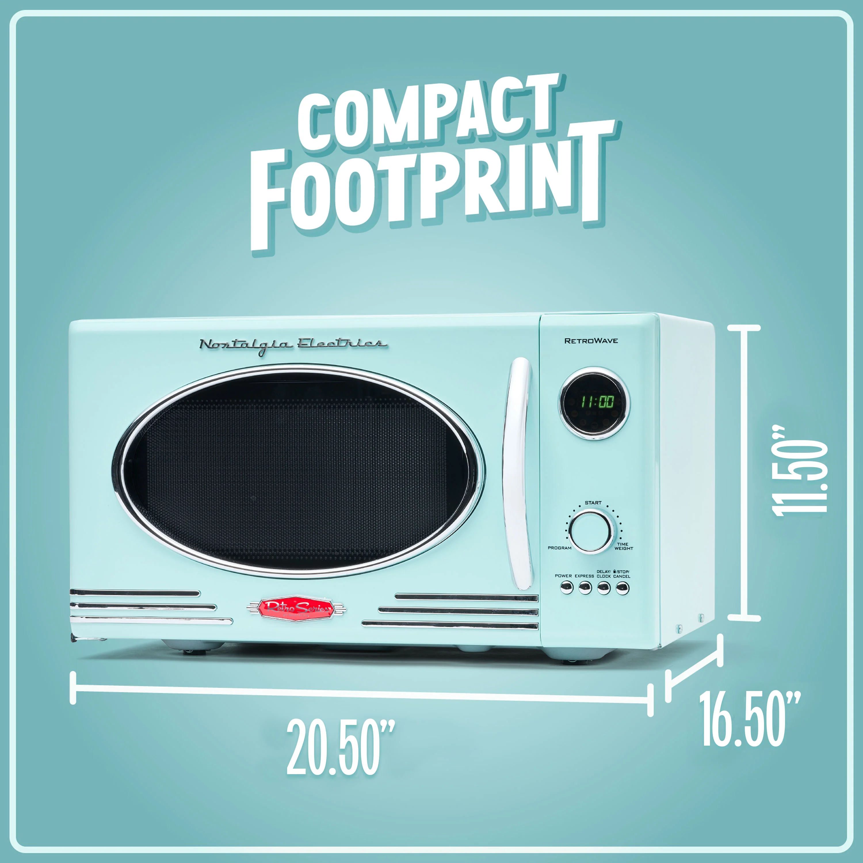 Retro 0.9 Cubic Foot 800-Watt Countertop Microwave Oven - Aqua - Inhomebuy