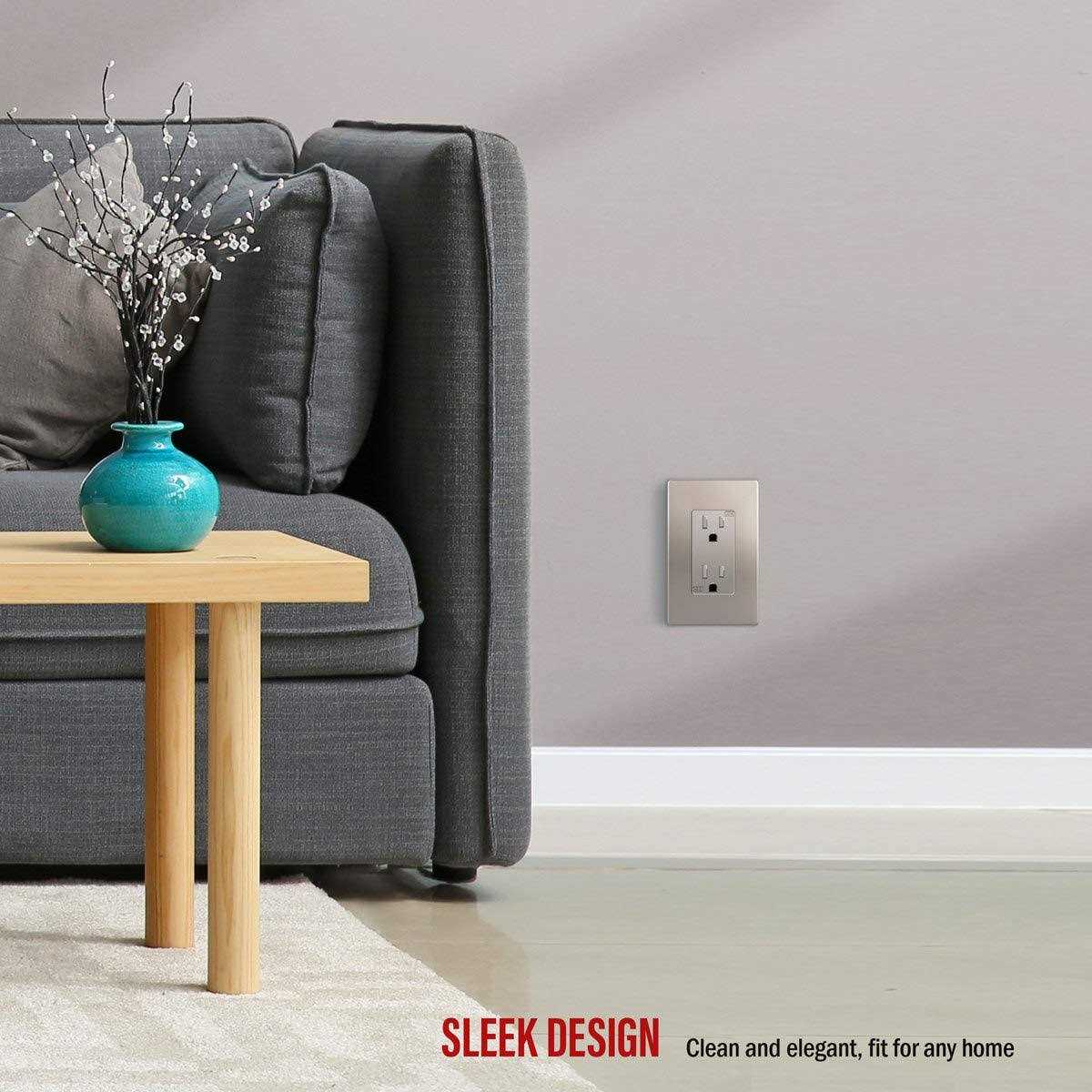 Enerlites Elite Series Screwless Decorator Wall Plate Child Safe Outlet Cover - Inhomebuy