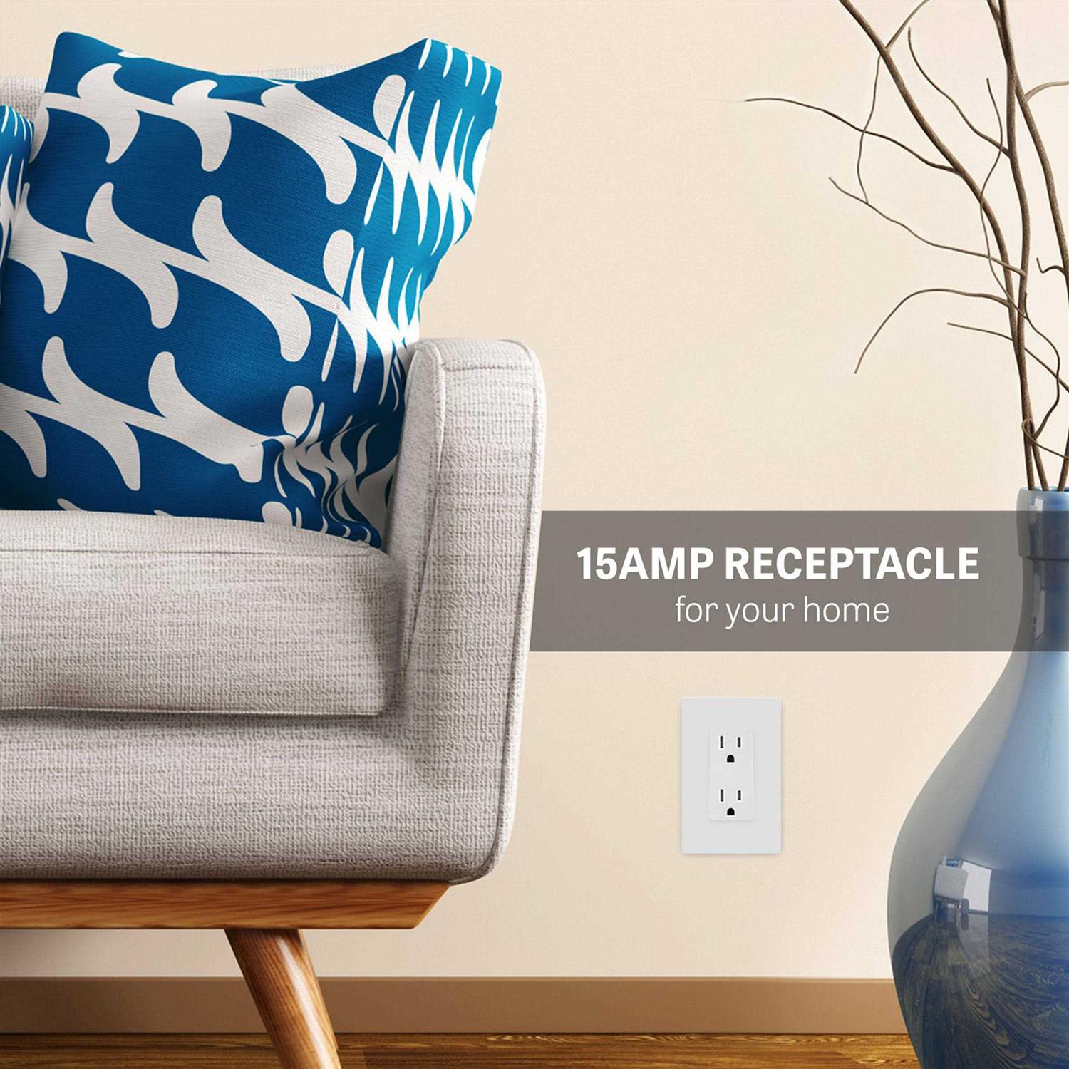 Enerlites Decorator Receptacle Outlet with Wall Plate Tamper-Resistant - Inhomebuy