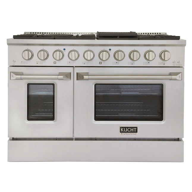 Kucht Professional 48 in. 6.7 cu ft. Propane Gas Range with Silver Knobs, KNG481/LP-S - Inhomebuy