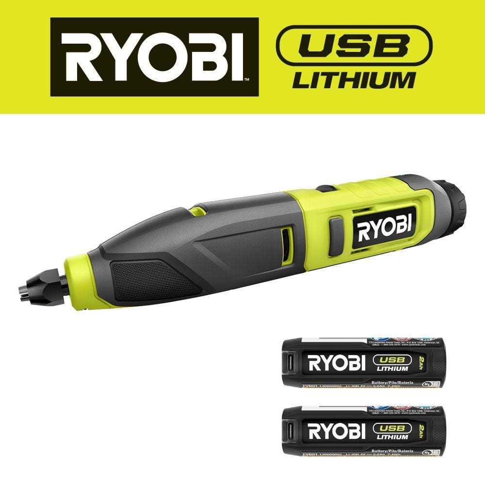 RYOBI USB Lithium Power Carver Kit USB Lithium 2.0 Ah Rechargeable Battery - Inhomebuy