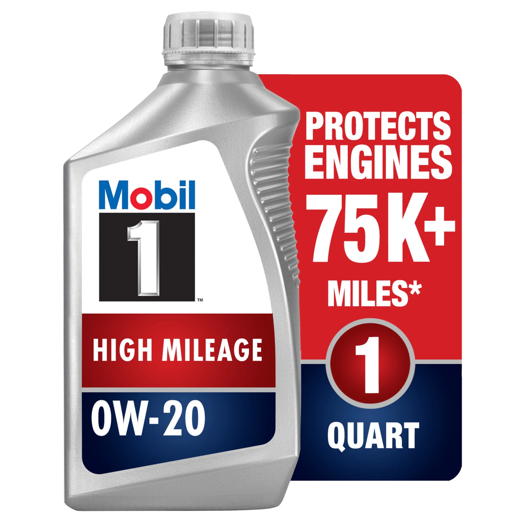 Mobil 1 High Mileage Full Synthetic Motor Oil 0W-20, 1 Quart - Inhomebuy