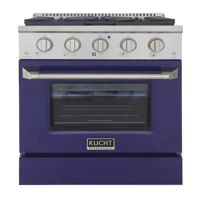 Kucht Professional 30 in. 4.2 cu ft. Natural Gas Range with Blue Door and Silver Knobs, KNG301-B - Inhomebuy