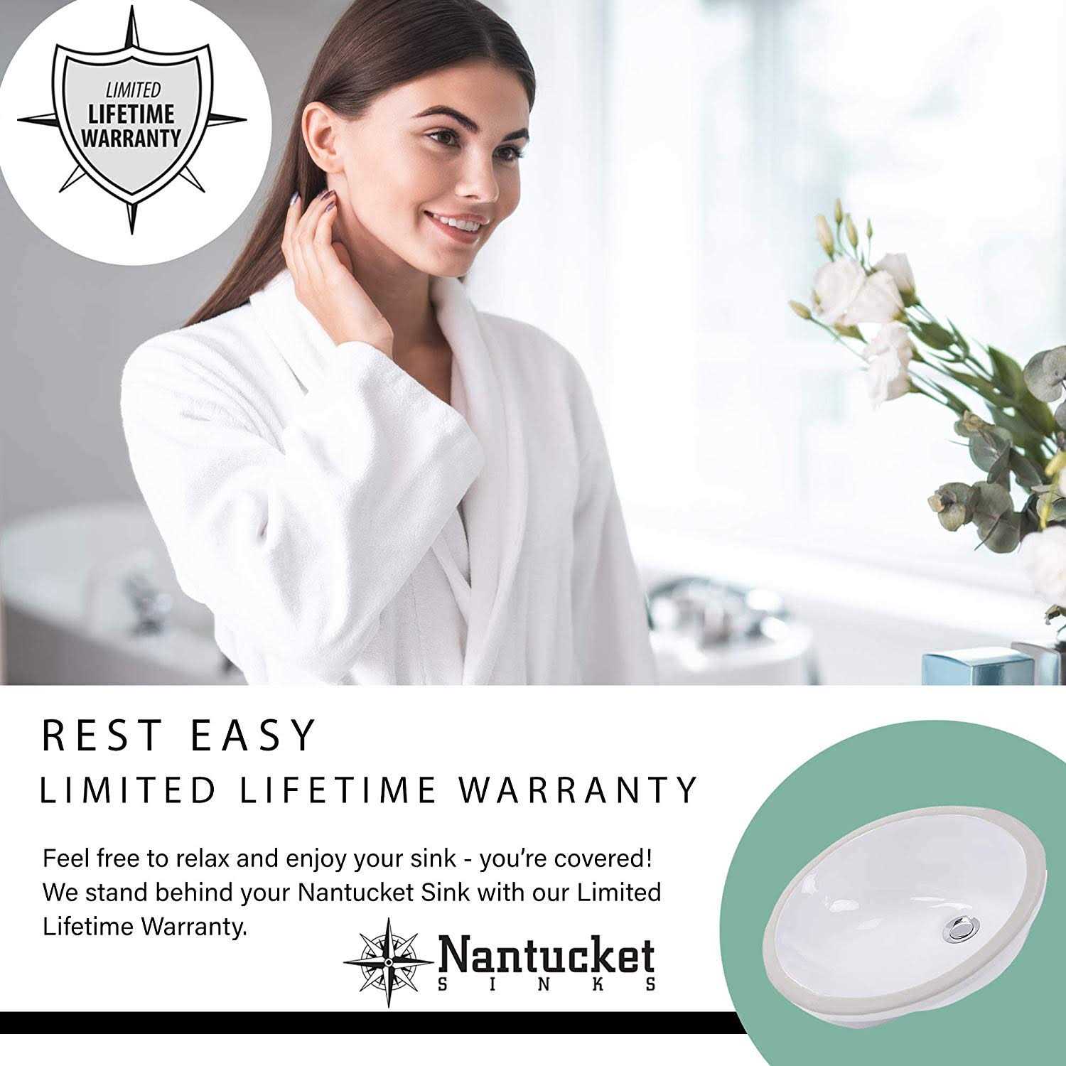 Nantucket Sinks UM-13×10 Undermount Ceramic Bathroom Sink UM-13×10-W - Inhomebuy