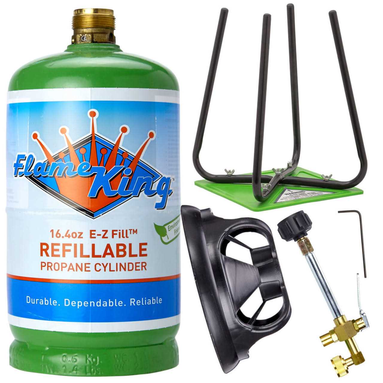 Flame King Refillable 1LB Empty Propane Cylinder Tank Reusable - Inhomebuy