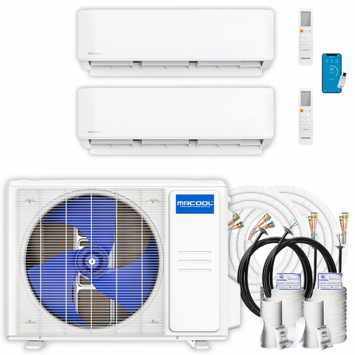 MRCOOL DIY Mini Split - 36,000 BTU 2 Zone Ductless Air Conditioner and Heat Pump with 16 ft. and 35 ft. Install Kit, DIYM236HPW03C02 - Inhomebuy